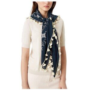 Tory Burch Women's Tassel Embroidered Geometric Scarf